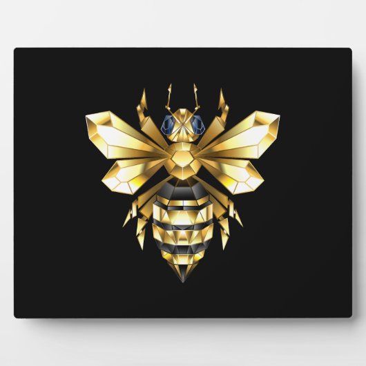 Imitate Gold Foil Logo Bee Polygonal auf Schwarz Fotoplatte (Vorderseite)