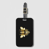Imitate Gold Foil Logo Bee Polygonal auf Schwarz Gepäckanhänger (Vorderseite Vertikal)