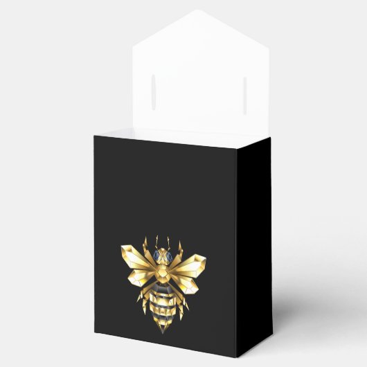 Imitate Gold Foil Logo Bee Polygonal auf Schwarz Geschenkschachtel (Geöffnet)