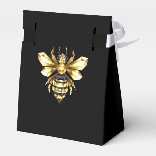 Imitate Gold Foil Logo Bee Polygonal auf Schwarz Geschenkschachtel (Rückseite)