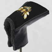 Imitate Gold Foil Logo Bee Polygonal auf Schwarz Golf Headcover (3/4 Vorderseite)