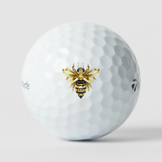 Imitate Gold Foil Logo Bee Polygonal auf Schwarz Golfball (Vorderseite)