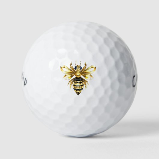 Imitate Gold Foil Logo Bee Polygonal auf Schwarz Golfball (Vorderseite)