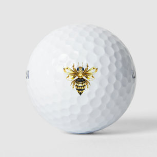 Imitate Gold Foil Logo Bee Polygonal auf Schwarz Golfball