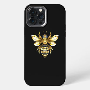 Imitate Gold Foil Logo Bee Polygonal auf Schwarz iPhone 13 Pro Max Hülle
