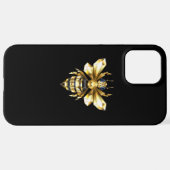 Imitate Gold Foil Logo Bee Polygonal auf Schwarz iPhone Hülle (Hinten horizontal)