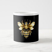 Imitate Gold Foil Logo Bee Polygonal auf Schwarz Jumbo-Tasse (Vorderseite)