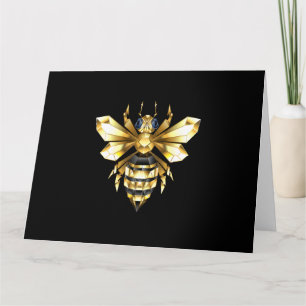 Imitate Gold Foil Logo Bee Polygonal auf Schwarz Karte