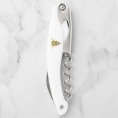 Imitate Gold Foil Logo Bee Polygonal auf Schwarz Kellnermesser (Rückseite)