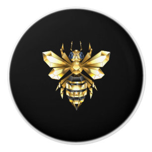 Imitate Gold Foil Logo Bee Polygonal auf Schwarz Keramikknauf