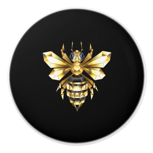 Imitate Gold Foil Logo Bee Polygonal auf Schwarz Keramikknauf (Vorderseite)