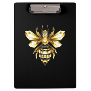 Imitate Gold Foil Logo Bee Polygonal auf Schwarz Klemmbrett