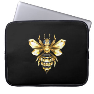 Imitate Gold Foil Logo Bee Polygonal auf Schwarz Laptopschutzhülle