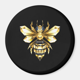 Imitate Gold Foil Logo Bee Polygonal auf Schwarz Magnet