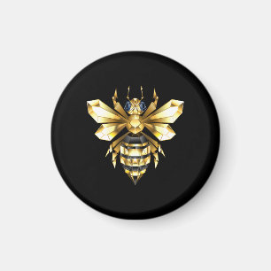 Imitate Gold Foil Logo Bee Polygonal auf Schwarz Magnet