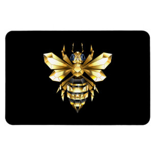 Imitate Gold Foil Logo Bee Polygonal auf Schwarz Magnet