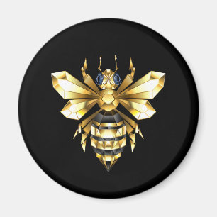 Imitate Gold Foil Logo Bee Polygonal auf Schwarz Magnet