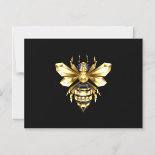 Imitate Gold Foil Logo Bee Polygonal auf Schwarz Magneteinladung