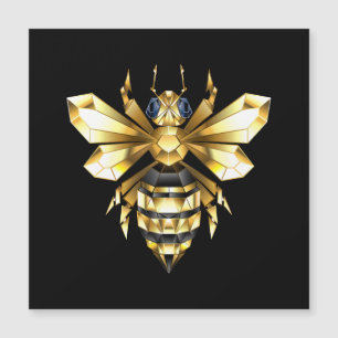 Imitate Gold Foil Logo Bee Polygonal auf Schwarz Magneteinladung