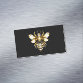 Imitate Gold Foil Logo Bee Polygonal auf Schwarz Magnetische Visitenkarte (Beispiel)
