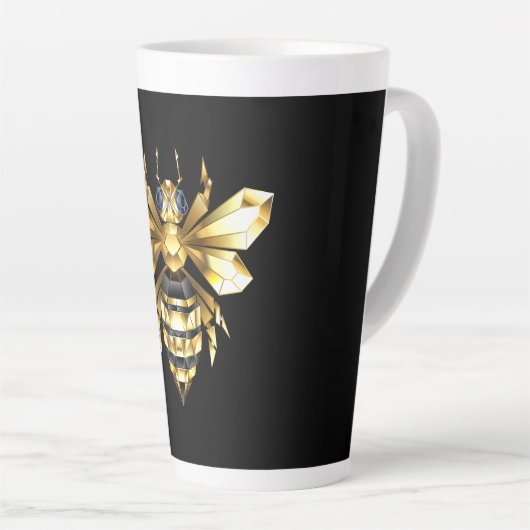 Imitate Gold Foil Logo Bee Polygonal auf Schwarz Milchtasse (Rechte Ecke)