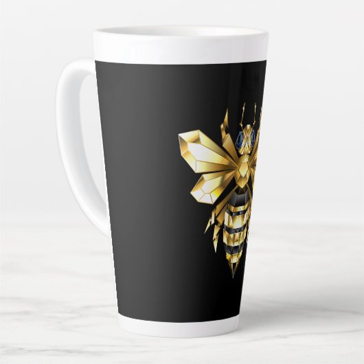 Imitate Gold Foil Logo Bee Polygonal auf Schwarz Milchtasse (Linke Ecke)
