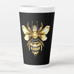 Imitate Gold Foil Logo Bee Polygonal auf Schwarz Milchtasse