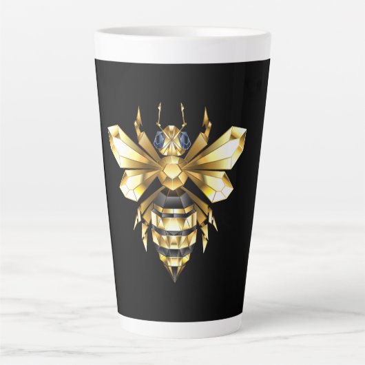 Imitate Gold Foil Logo Bee Polygonal auf Schwarz Milchtasse (Vorderseite)