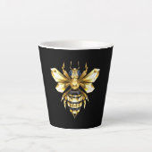 Imitate Gold Foil Logo Bee Polygonal auf Schwarz Milchtasse (Vorderseite)