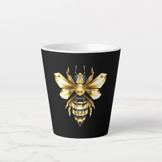 Imitate Gold Foil Logo Bee Polygonal auf Schwarz Milchtasse (Vorderseite)