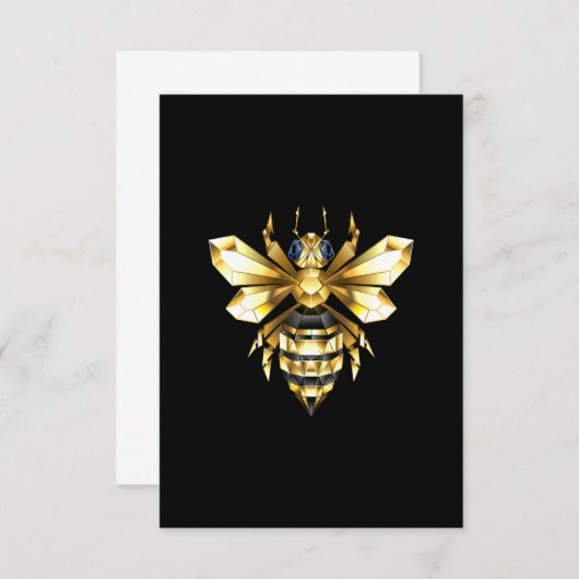 Imitate Gold Foil Logo Bee Polygonal auf Schwarz Mitteilungskarte (Vorne/Hinten)