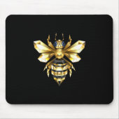 Imitate Gold Foil Logo Bee Polygonal auf Schwarz Mousepad (Vorne)