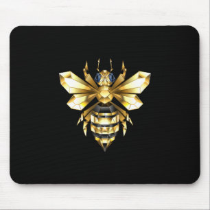 Imitate Gold Foil Logo Bee Polygonal auf Schwarz Mousepad