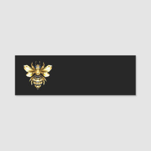 Imitate Gold Foil Logo Bee Polygonal auf Schwarz Namensschild