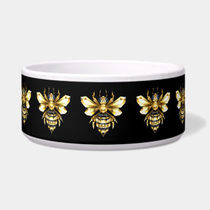 Imitate Gold Foil Logo Bee Polygonal auf Schwarz Napf