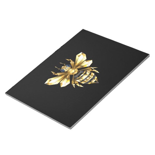Imitate Gold Foil Logo Bee Polygonal auf Schwarz Notizblock (angewinkelt)