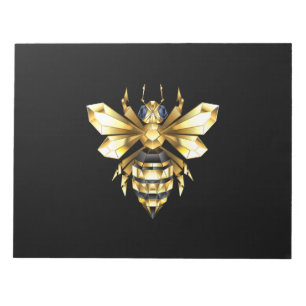 Imitate Gold Foil Logo Bee Polygonal auf Schwarz Notizblock
