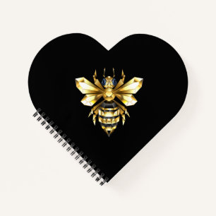 Imitate Gold Foil Logo Bee Polygonal auf Schwarz Notizblock
