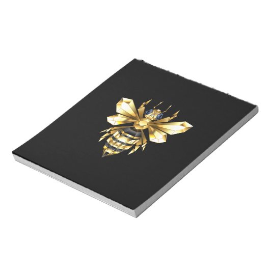 Imitate Gold Foil Logo Bee Polygonal auf Schwarz Notizblock (Rotiert)