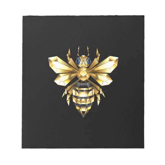 Imitate Gold Foil Logo Bee Polygonal auf Schwarz Notizblock (Vorderseite)