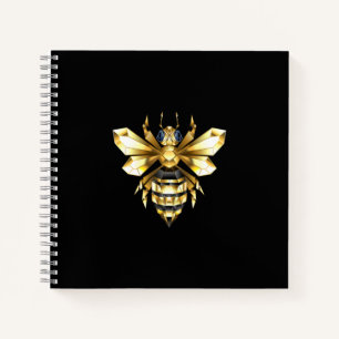 Imitate Gold Foil Logo Bee Polygonal auf Schwarz Notizblock