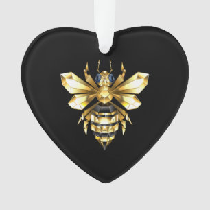 Imitate Gold Foil Logo Bee Polygonal auf Schwarz Ornament