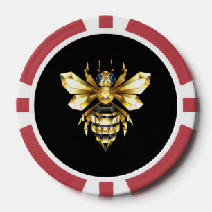 Imitate Gold Foil Logo Bee Polygonal auf Schwarz Pokerchips