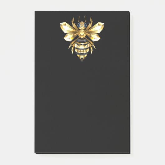 Imitate Gold Foil Logo Bee Polygonal auf Schwarz Post-it Klebezettel (Vorderseite)