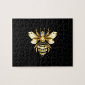 Imitate Gold Foil Logo Bee Polygonal auf Schwarz Puzzle (Horizontal)