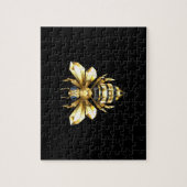 Imitate Gold Foil Logo Bee Polygonal auf Schwarz Puzzle (Vertikal)