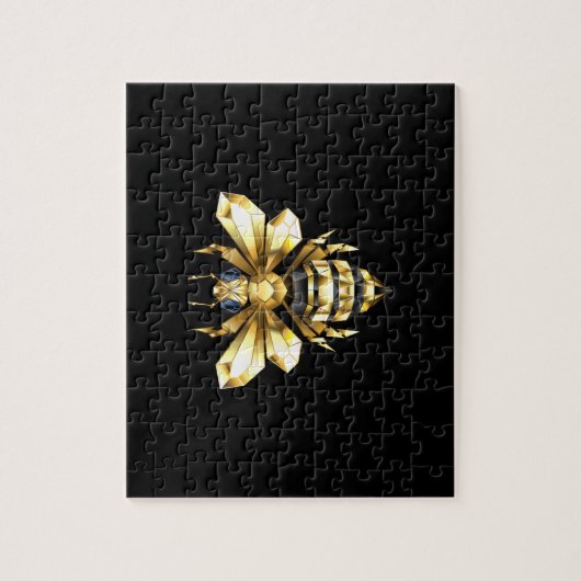 Imitate Gold Foil Logo Bee Polygonal auf Schwarz Puzzle (Vertikal)