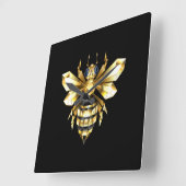 Imitate Gold Foil Logo Bee Polygonal auf Schwarz Quadratische Wanduhr (Winkel)