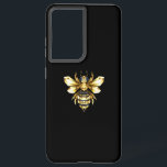 Imitate Gold Foil Logo Bee Polygonal auf Schwarz Samsung Galaxy Hülle<br><div class="desc">Gold,  Schmuck,  polygonale Biene mit golden glitzernden Flügeln auf schwarzem Hintergrund. Das Tier im polygonalen Stil.</div>