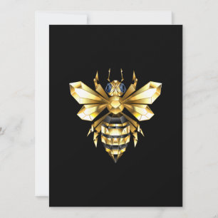 Imitate Gold Foil Logo Bee Polygonal auf Schwarz Save The Date